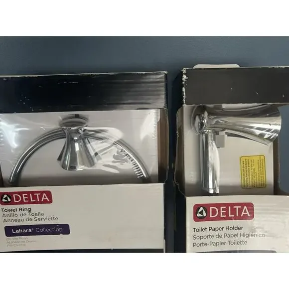 Delta Lahara Chrome‎ Towel Ring & Toilet Paper Roll Open Box 73846 and 73850 - Picture 5 of 8